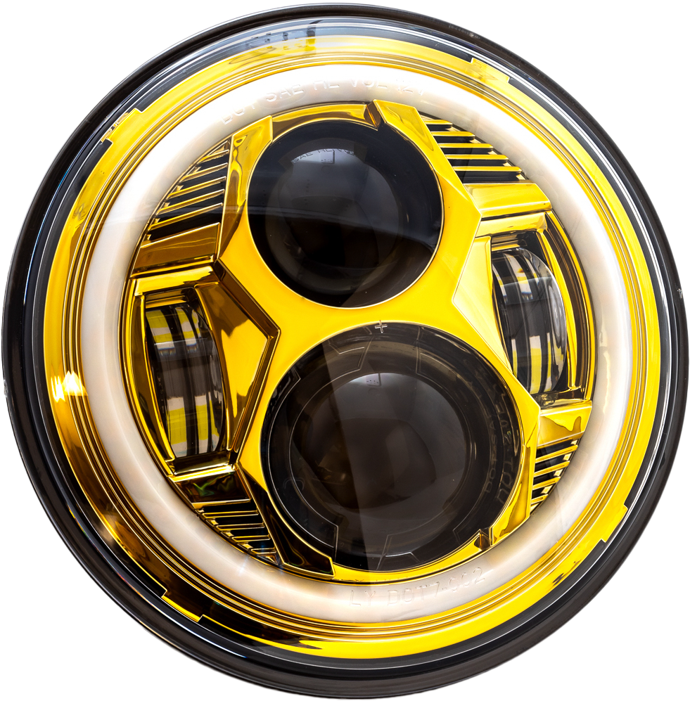 LETRIC LIGHTING CO7" Led Headlight Gold Halo IndianLLC-ICC-7G