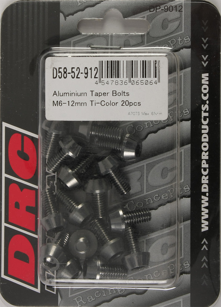 DRC Aluminum Taper Bolts Titanium M6x12mm 20/Pk D58-52-912