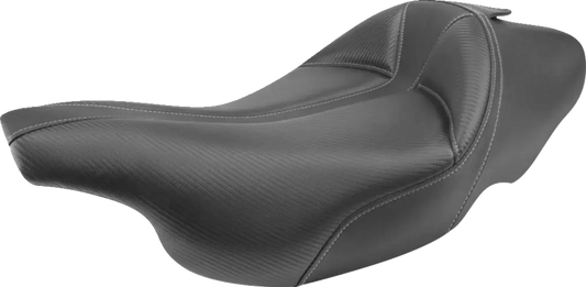 SADDLEMEN Dominator Solo Seat - Extended Reach - Stitched - Black w/ Gray Stitching - FLHT/FLTR '97-'07 897-07-0042
