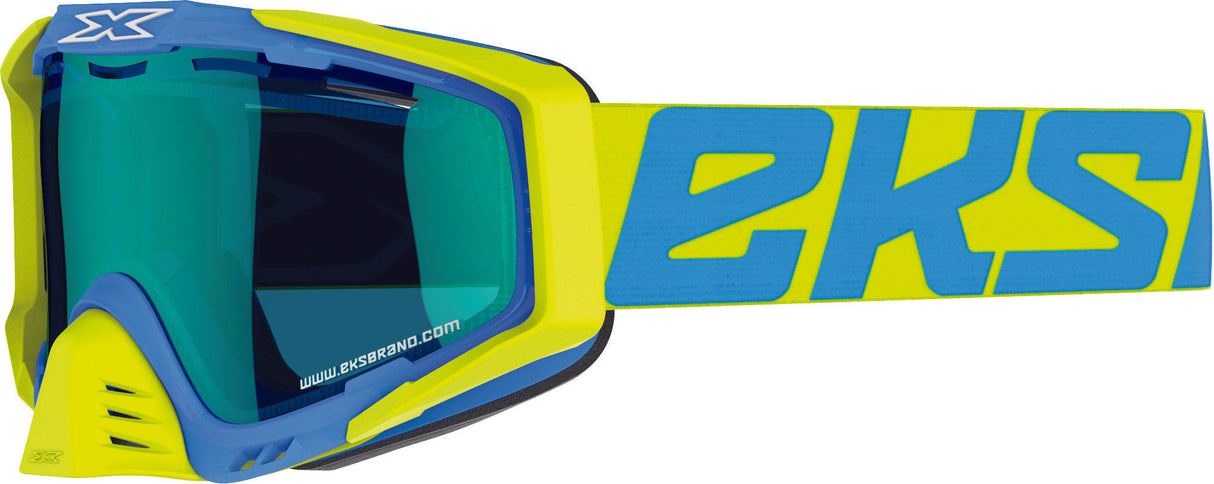 EKS BRAND Eks-S Cold Weather Goggle Flo Yellow/Blue W/Blue Mirror 067-10906