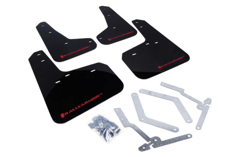 Rally Armor 13+ Ford Focus ST Black Mud Flap w/ Red Logo MF27-UR-BLK/RD