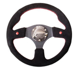 NRG Reinforced Steering Wheel (320mm) Blk Suede w/Dual Buttons RST-007S