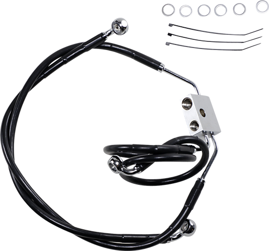 DRAG SPECIALTIES Brake Line - Front - Black - +4" - FXDF '12-'17 612137-4BLK