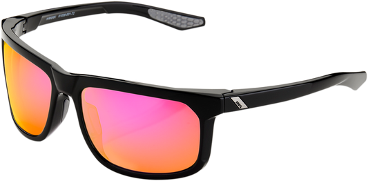 100% Hakan Sunglasses - Black - Purple Mirror 61036-001-72