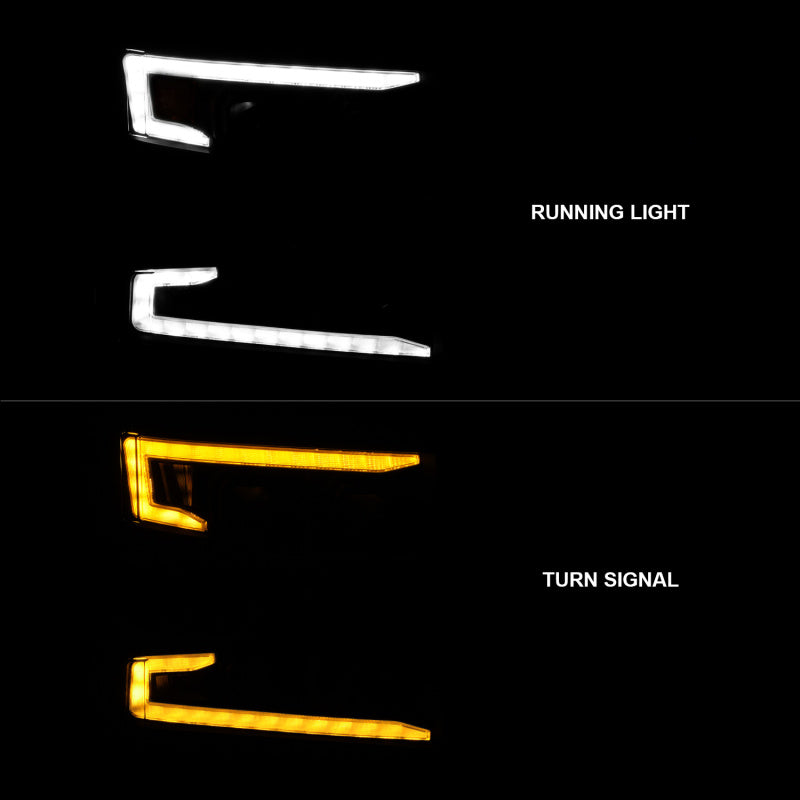 ANZO 19-22 Chevrolet Silverado 1500 LED Proj HL w/Lgt Bar SwBk Seq. Blk w/In. Light - Passenger Side 111566-R