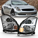 ANZO 2003-2007 Infiniti G35 Projector Headlight Plank Style Black (HID Compatible, No HID Kit ) 121557