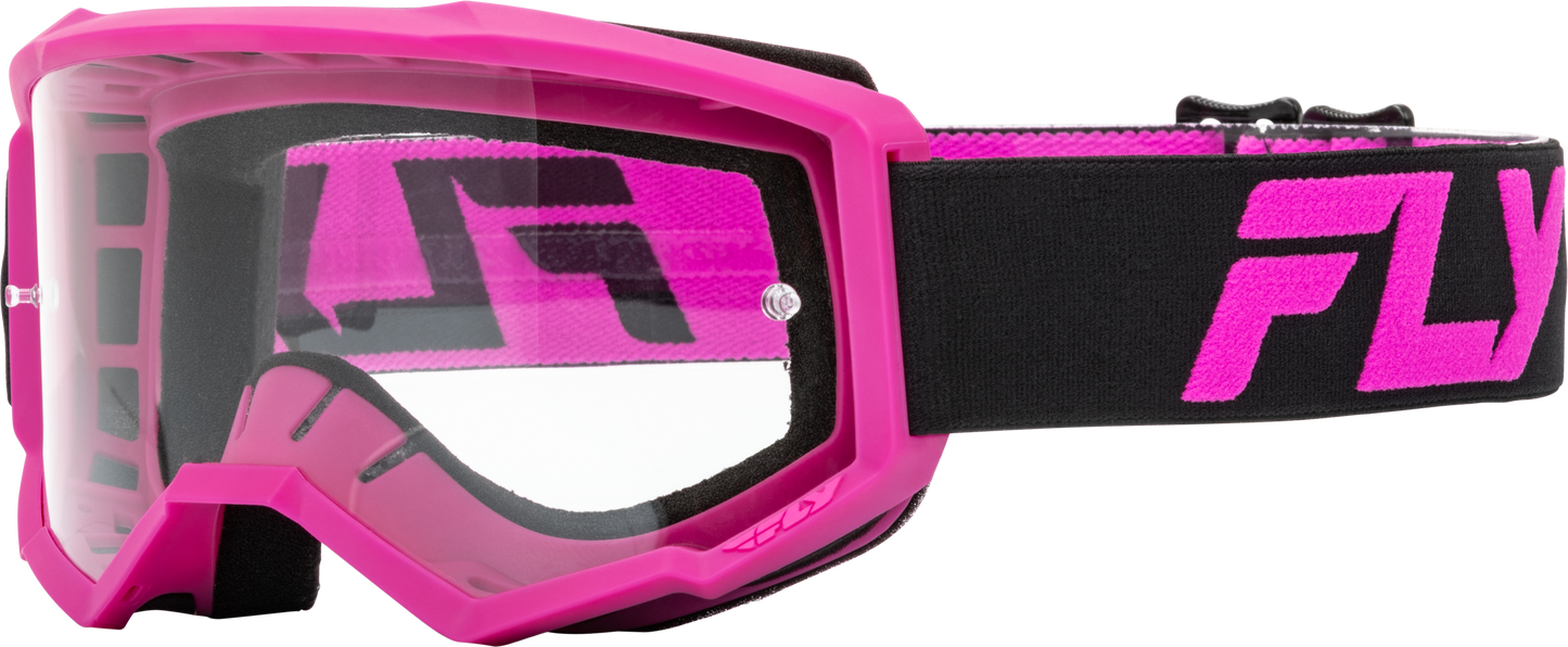 FLY RACING Youth Focus Goggle Black/Pink W/ Clear Lens 37-51151Y