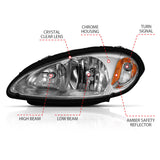 ANZO 2001-2005 Chrysler Pt Cruiser Crystal Headlight Chrome Amber (OE) 111472