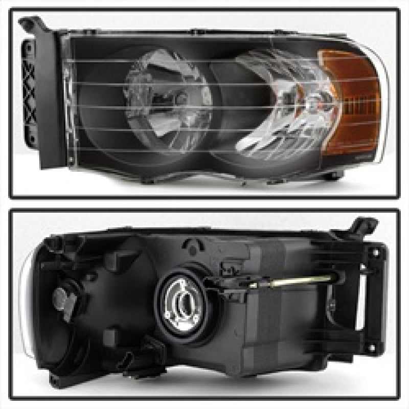 Xtune Dodge Ram 1500 02-05 Amber Crystal Headlights Black HD-JH-DR02-AM-BK 5014313