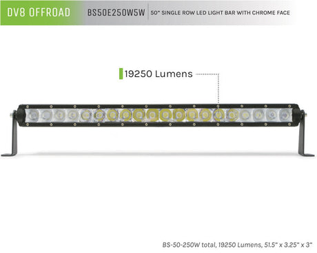DV8 Offroad 50in Light Bar Slim 250W Spot 5W CREE LED - Black BS50E250W5W