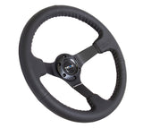 NRG Reinforced Steering Wheel (350mm / 3in. Deep) Bk Leather w/Bk BBall Stitch (Odi Bakchis Edition) RST-036MB-R
