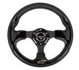 NRG Reinforced Steering Wheel (320mm) Blk w/Gloss Black Trim RST-001BK