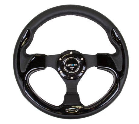 NRG Reinforced Steering Wheel (320mm) Blk w/Gloss Black Trim RST-001BK