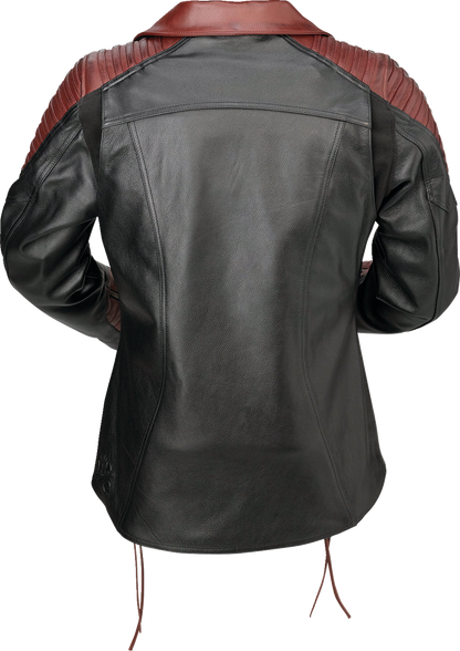 Z1R Women's Combiner Leather Jacket - Black/Red - 3W 2813-1016