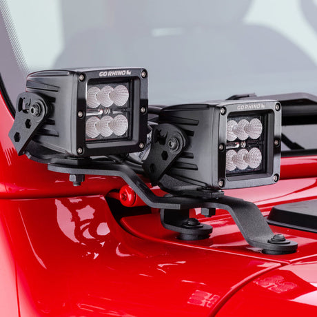 Go Rhino 18-20 Jeep Wrangler JL/JLU/Gladiator JT Light Mount - Two 3in Cubes Offset 730231T