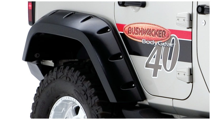 Bushwacker 07-18 Jeep Wrangler Unlimited Max Pocket Style Flares 2pc Extended Coverage - Black 10044-02