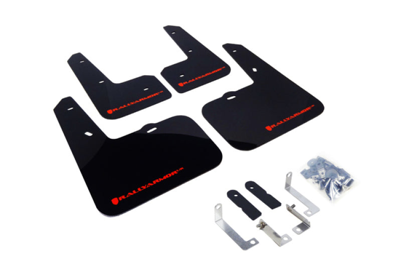 Rally Armor 12-13 Hyundai Veloster UR Black Mud Flap w/ Red Logo MF24-UR-BLK/RD