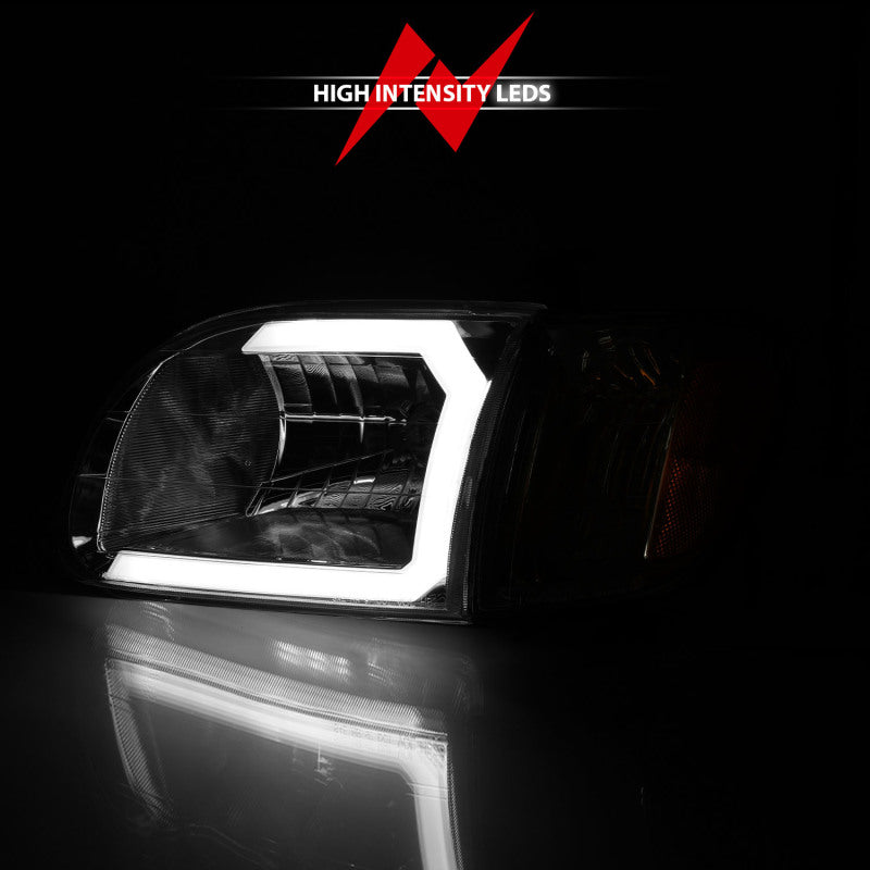 ANZO 00-04 Toyota Tundra (Reg/Acc Cab Only) Crystal Headlights w/Lgt Bar Chrome w/Corner Lights 2pc 111580