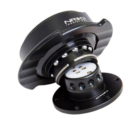 NRG Quick Release Kit Gen 2.5 - Black / Black Ring w/Finger Grooves SRK-250BK