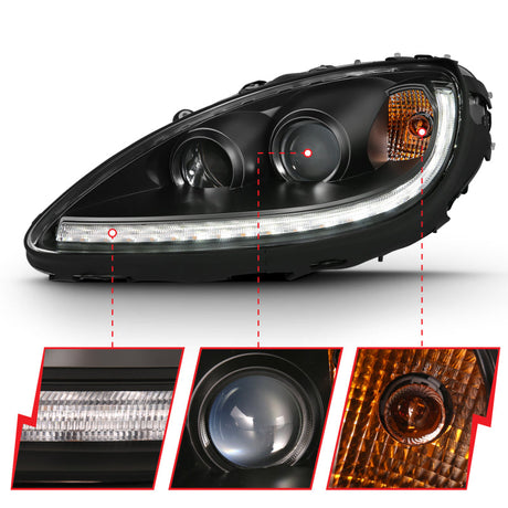 ANZO 2005-2013 Chevy Corvette Projector Plank Style Switchback H.L. Black Amber 121553