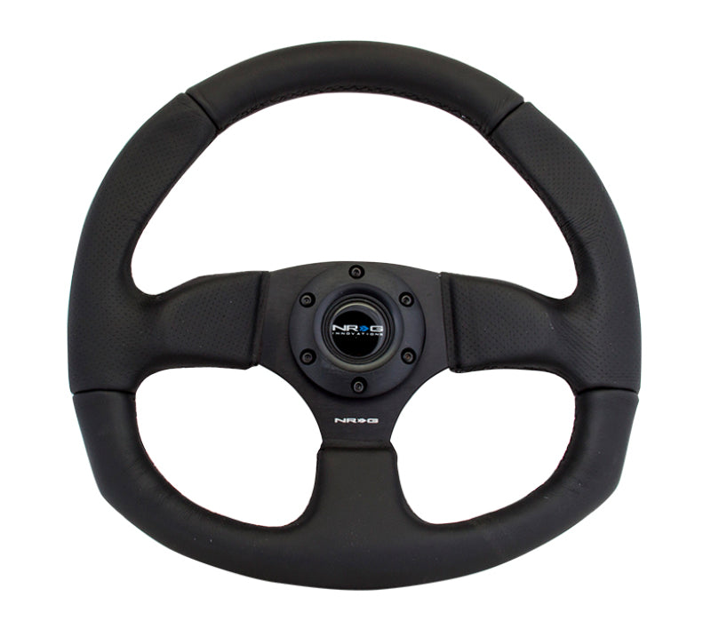 NRG Reinforced Steering Wheel (320mm Horizontal / 330mm Vertical) Leather w/Black Stitching RST-009R