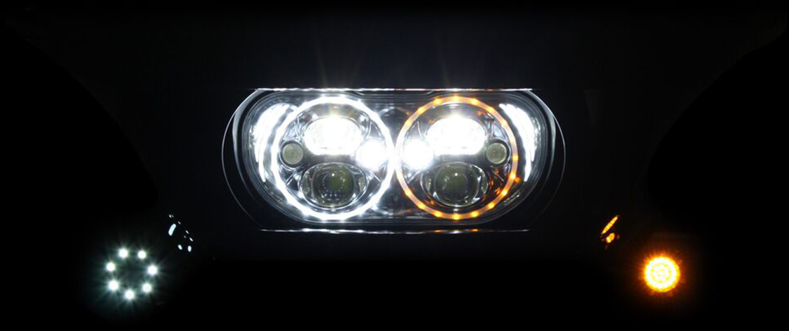 CUSTOM DYNAMICS Headlight - Black - FLTR CDTB-RG-15-B