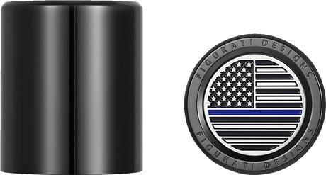 FIGURATI DESIGNS Docking Hardware Covers - American Flag - Blue Line - Short - Black FD71-DC-2530-BK