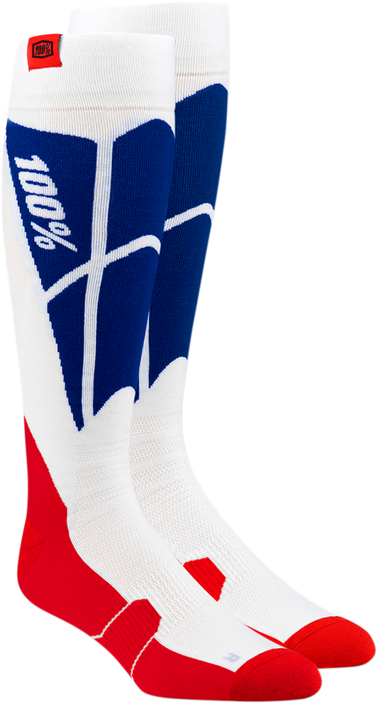 100% Hi-Side Performance Socks - White/Blue - Small/Medium 24008-022-17