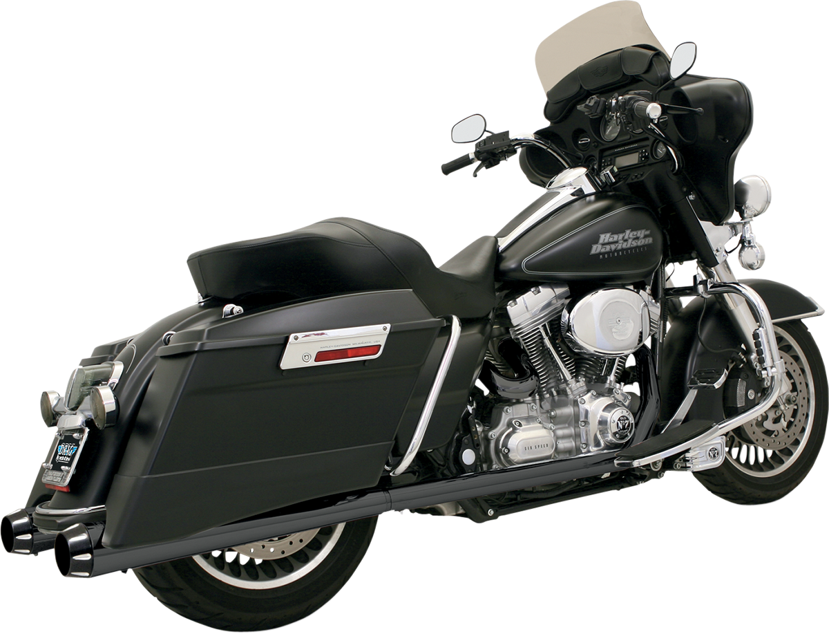 BASSANI XHAUST Megaphone Mufflers - Blk/Blk - Fluted - Performance Baffle FLH-517LRB