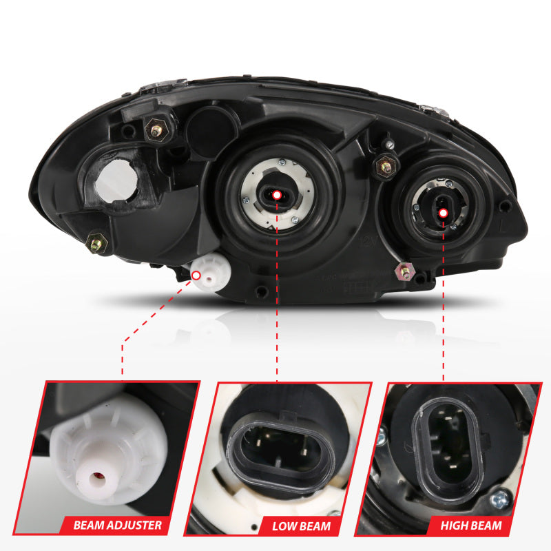 ANZO 2001-2005 Chrysler Pt Cruiser Crystal Headlight Chrome Amber (OE) 111472