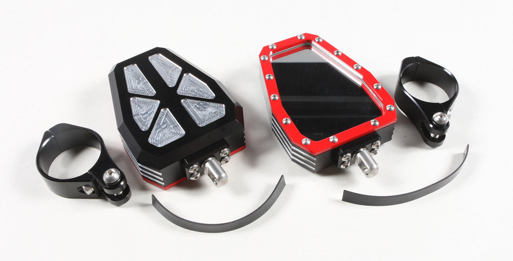 MODQUADBillet Side Mirrors Diamond W/Bezel Red 2"CA-SIDE-BEZ-RD