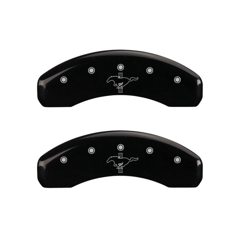 MGP 4 Caliper Covers Engraved Front 2015/Mustang Engraved Rear 2015/Bar & Pony Black finish slvr ch 10202SMB2BK