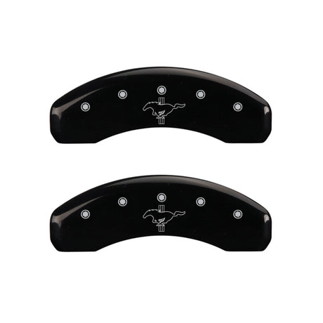 MGP 4 Caliper Covers Engraved Front 2015/Mustang Engraved Rear 2015/Bar & Pony Black finish slvr ch 10202SMB2BK