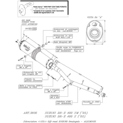 LEOVINCE X3 Slip-On Muffler DR-Z400 S/SM 2000 - 2022 X3 Slip-On Muffler 3836