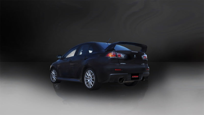 Corsa 08-14 Mitsubishi Lancer Evolution X Sedan 2.0L Black Sport Dual Rear Cat-Back Exhaust 14858BLK