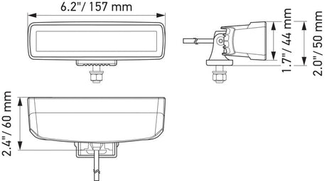 Hella Universal Black Magic 6 L.E.D. Mini Light Bar - Spot Beam LA358176211