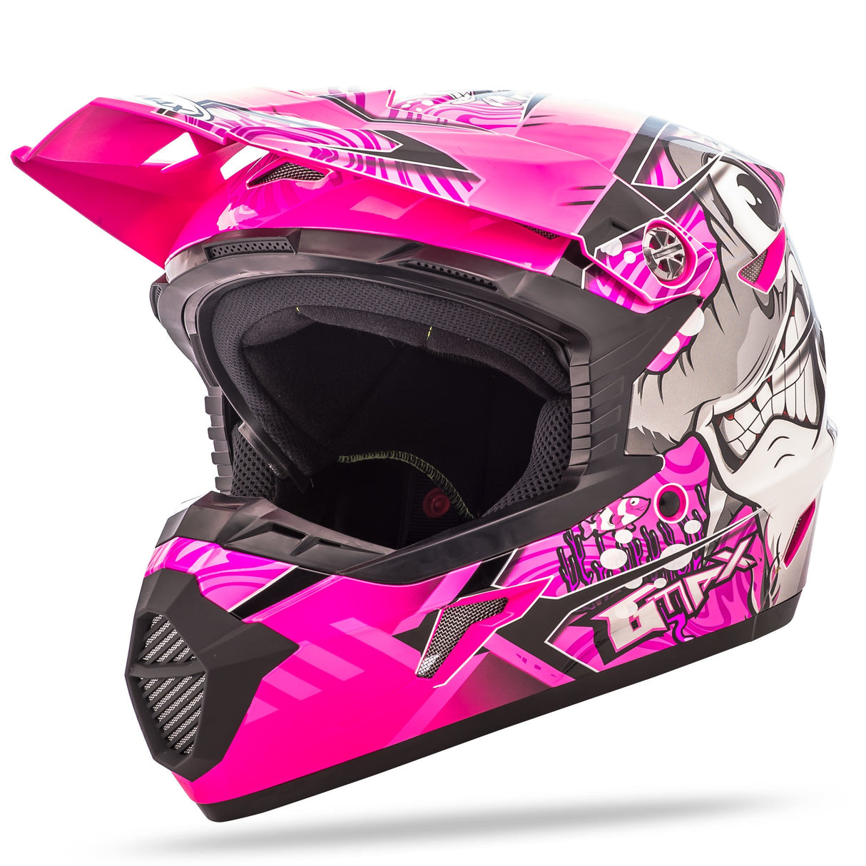 GMAX Youth Mx-46y Off-Road Hooper Helmet Black/Pink/Purple Yl G3468402 TC-14