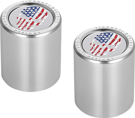 FIGURATI DESIGNS Docking Hardware Covers - Red/White/Blue American Flag Skull - Short FD24-DC-2530-SS