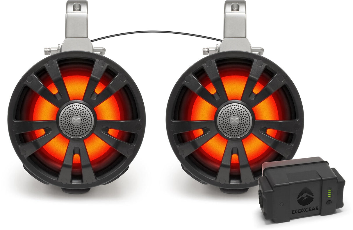 ECOXGEAR 2-Pack Black 8' Speakers One Amplified + Battery One No SEI-ETBAT7701