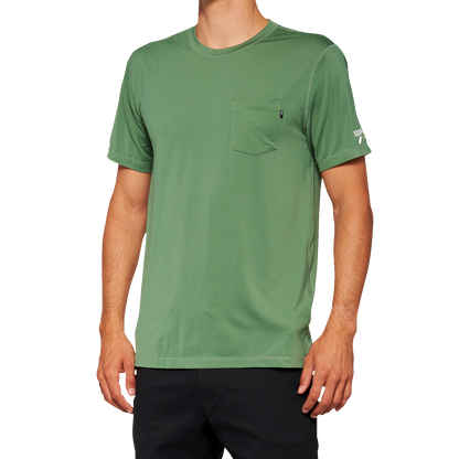 100% Mission Athletic T-Shirt - Olive - Medium 20014-00016