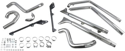 BASSANI XHAUST  Chrome True Duals w/3 in. 2.25" Fishtail Mufflers with Baffles for '07-'15 Softail   1S66E-33 1800-1743