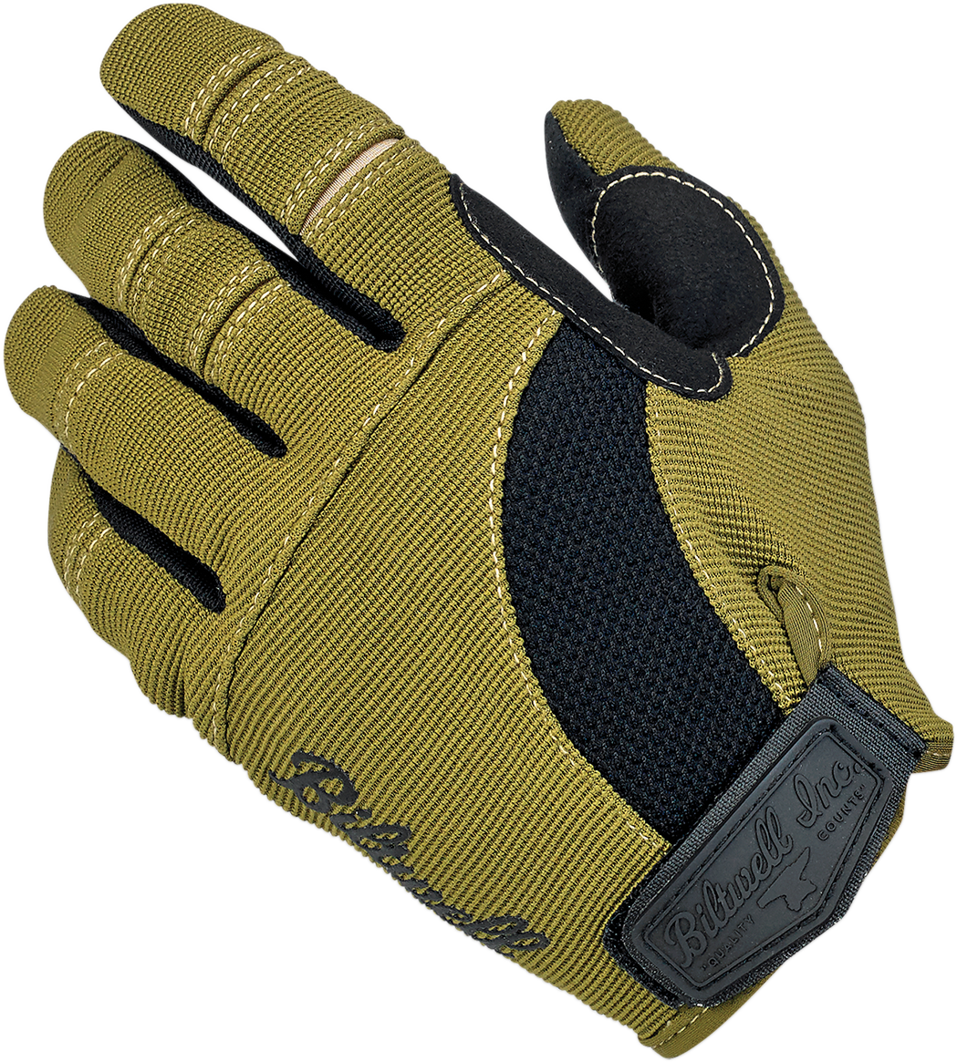 BILTWELL Moto Gloves - Olive/Black - Medium 1501-0309-003