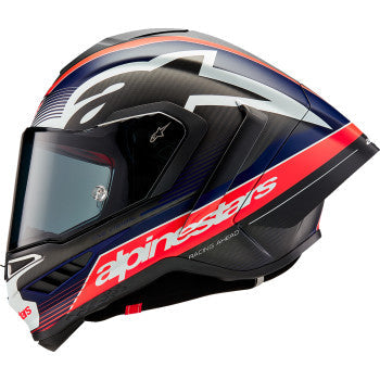 IN STOCK ALPINESTARS Supertech R10 Helmet - Team - Matte Black/Carbon Red Fluo/Blue - Medium 8200224-1383-M