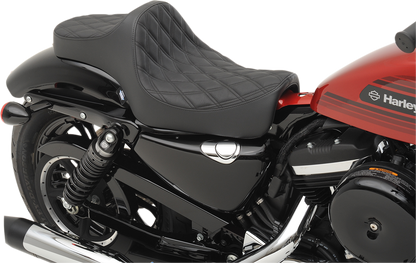 DRAG SPECIALTIES Predator III Seat - Double Diamond - Black Stitching - '04-'22 XL NO RUBBER BUMPERS 0804-0729