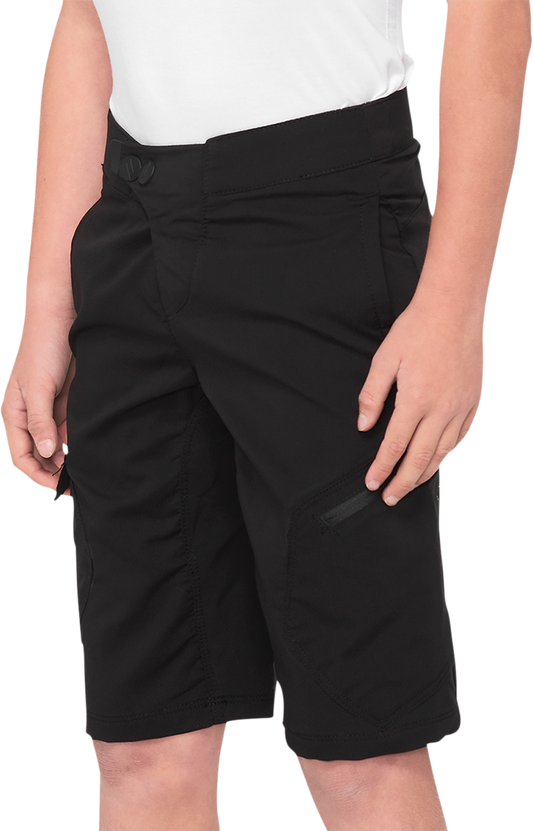 100% Youth Ridecamp Shorts - Black - US 22 40033-00000