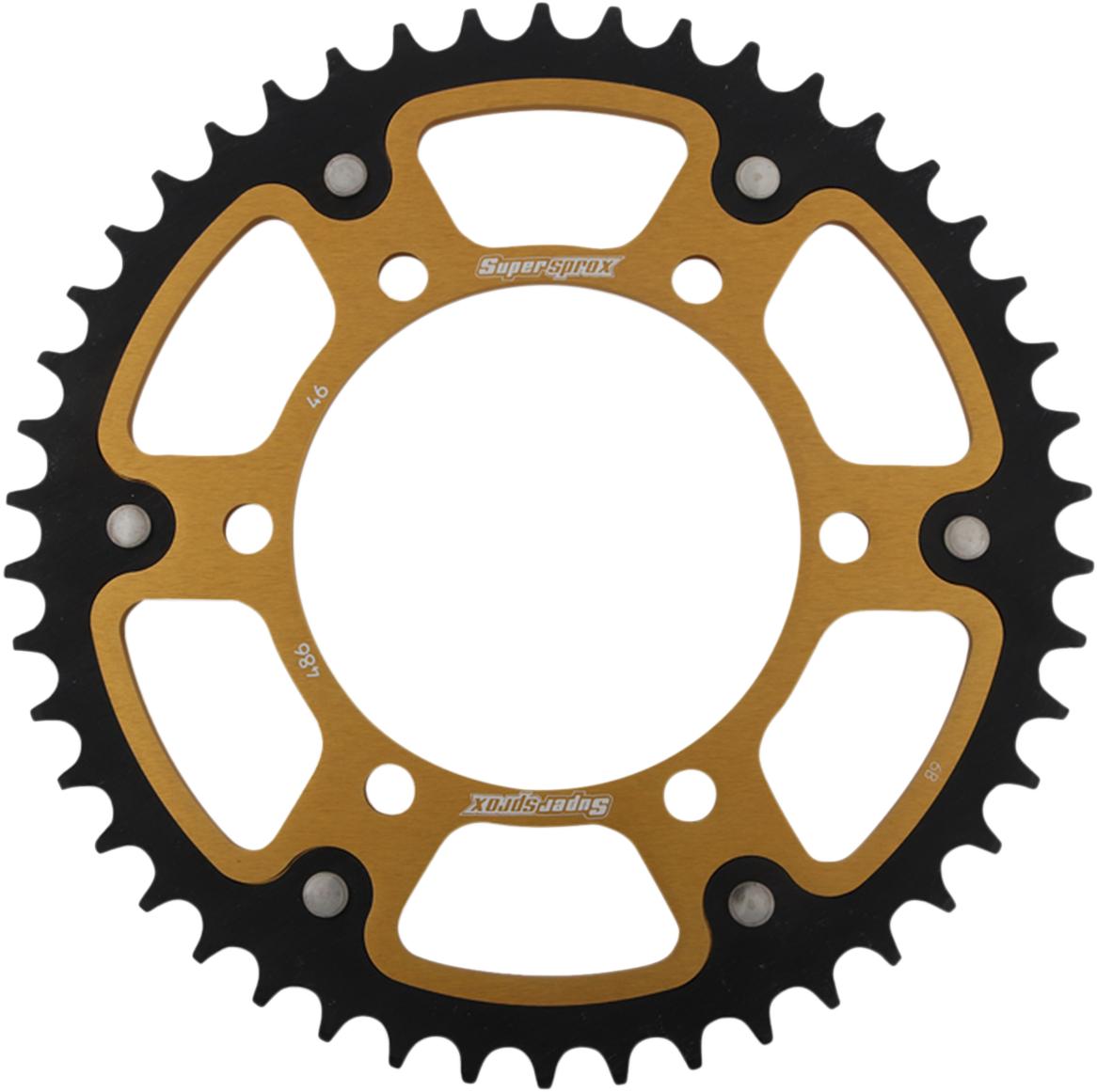 SUPERSPROX Stealth Rear Sprocket - 46 Tooth - Gold - Kawasaki/Yamaha/Suzuki RST-486-46-GLD