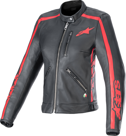 ALPINESTARS Stella Dyno Leather Jacket - Black/Haute Red - XS 3113924-1346-XS