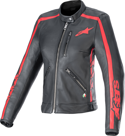 ALPINESTARS Stella Dyno Leather Jacket - Black/Haute Red - Medium 3113924-1346-M