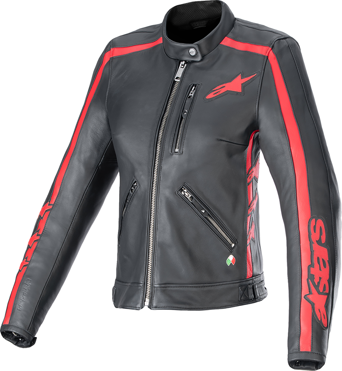 ALPINESTARS Stella Dyno Leather Jacket - Black/Haute Red - 2XL 3113924-1346-2X