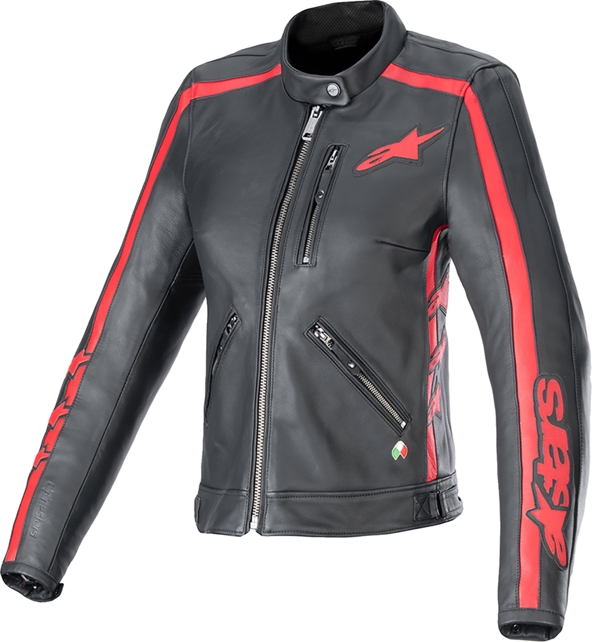 ALPINESTARS Stella Dyno Leather Jacket - Black/Haute Red - L 3113924-1346-L